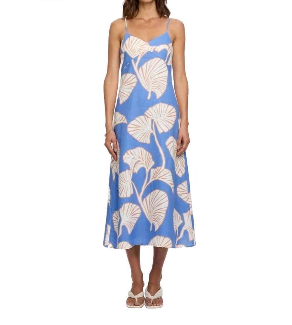 NEW KIVARI ilana midi dress in blue/ivory